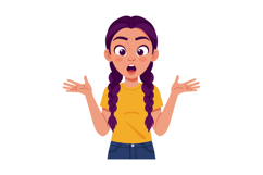 Young girl with braided hair expressing surprise in yellow s Product Image 1