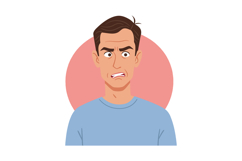 Man with confused expression wearing blue shirt vector illus Product Image 1