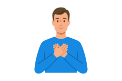 Man expressing gratitude with crossed hands over chest in bl Product Image 1
