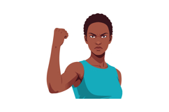 Strong determined African American woman raising fist in emp Product Image 1