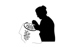 Woman silhouette embroidery floral pattern craft hobby needl Product Image 1