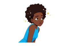 Young Afro girl with sparkling hair wearing blue sleeveless Product Image 1