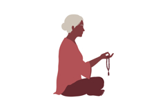 Woman Meditating with Prayer Beads in Cross-legged Pose Vect Product Image 1