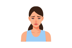 Sad young woman crying with tears running down cheeks in blu Product Image 1