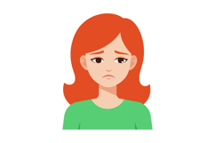 Sad red haired woman with green shirt vector illustration sh Product Image 1