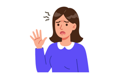 Unwell Woman Feeling Sick with Hand Raised and Worried Facia Product Image 1