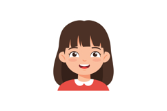 Happy little girl smiling with brown hair and red shirt vect Product Image 1