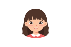 Smiling girl avatar with brown hair and red shirt vector por Product Image 1