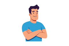 Confident young man with crossed arms in blue shirt vector i Product Image 1
