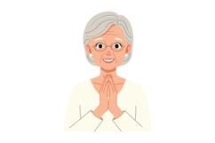 Elderly Woman with Glasses and White Hair Wearing White Swea Product Image 1