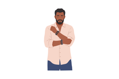 Man with beard crossing arms wearing casual shirt and bracel Product Image 1