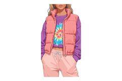 Young woman in pink vest purple sweatshirt with colorful tie Product Image 1