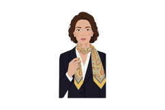 Businesswoman wearing paisley scarf and navy blazer vector p Product Image 1