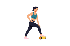 Woman Using Foam Roller for Exercise and Muscle Recovery in Product Image 1