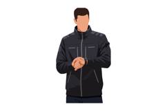 Man Wearing Black Jacket Looking at Smartwatch Technology Ve Product Image 1