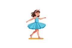 Young Girl Dancing in Blue Dress with Pink Headband Vector I Product Image 1