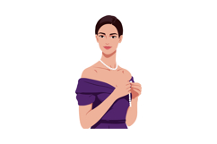 Elegant woman in purple dress holding pearl necklace vector Product Image 1