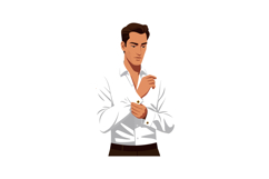 Man dressing white shirt with cufflinks vector illustration Product Image 1