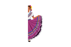 Mexican traditional dancer woman in purple skirt colorful ri Product Image 1