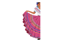 Traditional Mexican Dancer Woman Wearing Pink Skirt and Whit Product Image 1