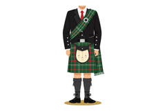Scottish man wearing traditional kilt outfit with tartan sas Product Image 1