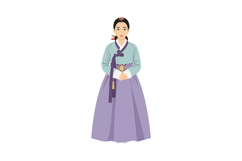 Korean woman wearing traditional hanbok dress in pastel colo Product Image 1