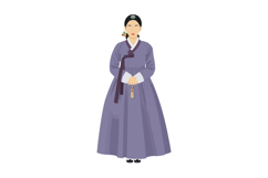 Korean woman wearing traditional hanbok dress in purple and Product Image 1