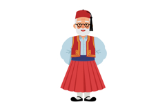 Traditional man wearing red skirt and fez hat in cultural co Product Image 1