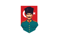 Mustafa Kemal Atatürk portrait with Turkish flag background Product Image 1