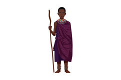 African young man in traditional Maasai clothing with staff Product Image 1
