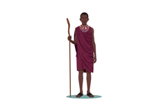African man in traditional Maasai clothing holding wooden st Product Image 1