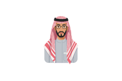 Middle Eastern man wearing traditional red and white keffiye Product Image 1