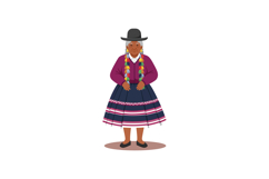 Indigenous Andean Woman Wearing Traditional Dress and Hat Ve Product Image 1