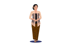 Woman Wearing Traditional Indonesian Kebaya and Batik Sarong Product Image 1