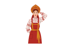 Woman in Traditional Eastern European Folk Costume with Red Product Image 1
