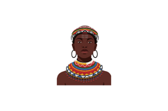 African Woman Wearing Traditional Beaded Jewelry and Colorfu Product Image 1