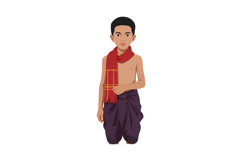 Young boy wearing traditional wrap and red scarf vector illu Product Image 1