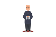 Elderly Man Wearing Traditional Chinese Clothing Holding Gla Product Image 1