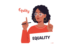 Woman holding equality sign promoting social justice and equ Product Image 1