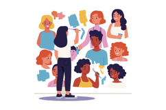 Female artist painting diverse female portraits in creative Product Image 1