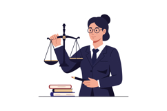 Female Lawyer Holding Justice Scales with Books and Pencil I Product Image 1