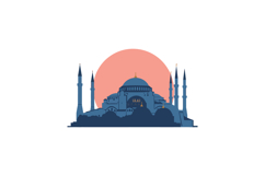 Hagia Sophia Istanbul silhouette with sunset background vect Product Image 1