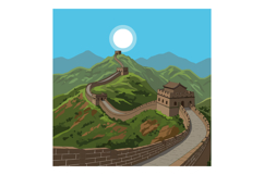 Great Wall of China historic landmark winding through green Product Image 1