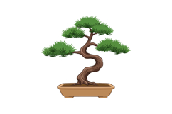 Bonsai tree in brown pot with green foliage detailed natural Product Image 1