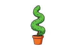 Spiral shaped green topiary plant in terracotta pot vector i Product Image 1