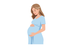 Pregnant woman in blue dress gently holding belly vector ill Product Image 1
