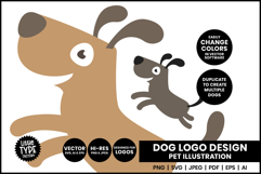 An editable dog logo SVG file which you can change colors, sizes and backgrounds easily