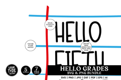 Hello Grade Bundle First-Fifth Grade BacktoSchool SVG &amp; PNG Product Image 5