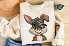 Camo Easter Bunny PNG, Boy Bunny With Cap PNG Product Image 3