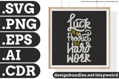 Luck is a Product of Hard Work Motivation Typography Quote Design SVG PNG EPS AI CDR